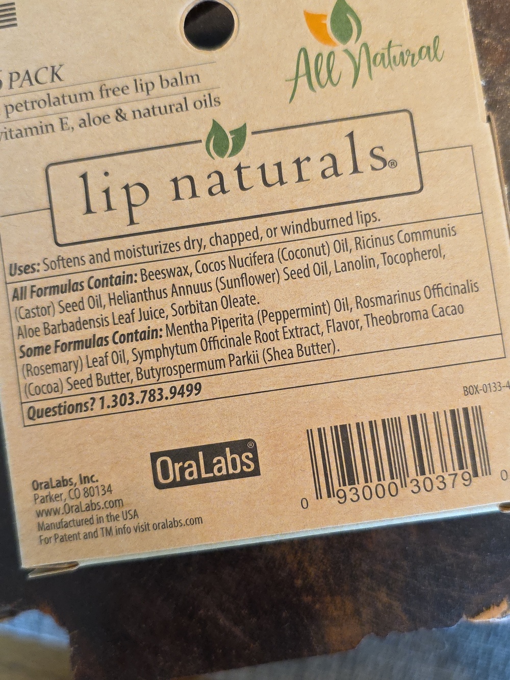 Lip Naturals All Natural 6-Pack Lip Balm - Assorted (Mango, Vanilla, Peppermint) - Picture 3 of 3